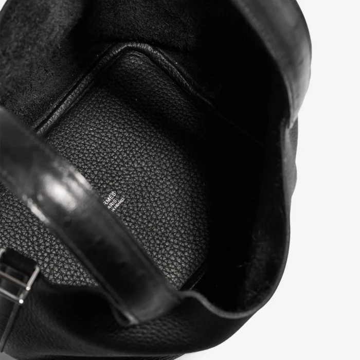 Premium Hermès Replica Picotin 18 Touch Taurillon Clemence/Ostrich Black PHW - Direct Luxury Fashion - Image 6
