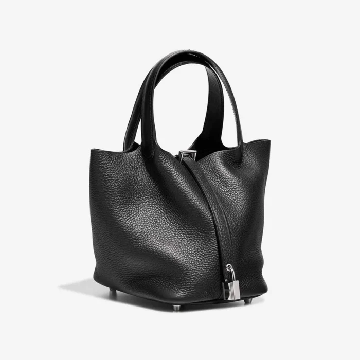 Premium Hermès Replica Picotin 18 Touch Taurillon Clemence/Ostrich Black PHW - Direct Luxury Fashion - Image 5