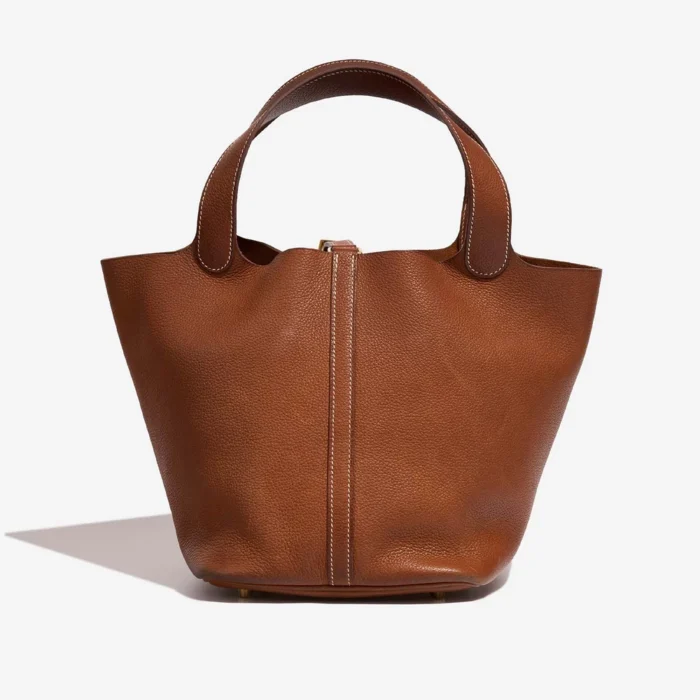 Premium Hermès Replica Picotin 22 Barenia Faubourg Fauve GHW - Direct Luxury Fashion - Image 3