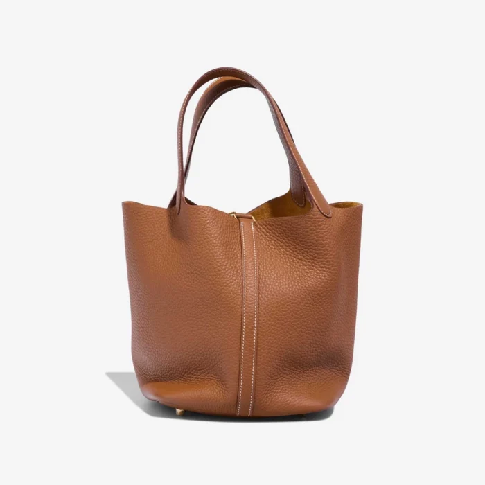 Premium Hermès Replica Picotin 22 Taurillon Clemence Gold GHW - Direct Luxury Fashion - Image 3