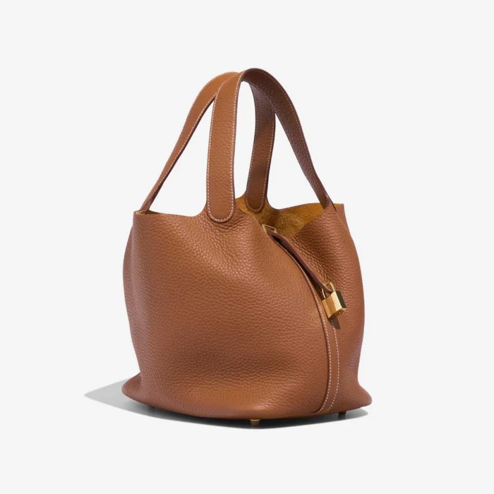 Premium Hermès Replica Picotin 22 Taurillon Clemence Gold GHW - Direct Luxury Fashion - Image 4