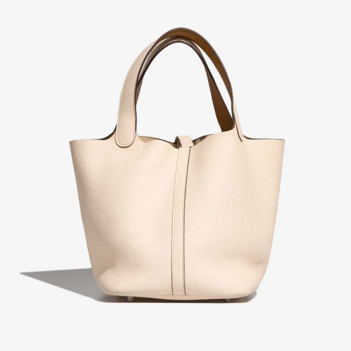 Premium Hermès Replica Picotin 22 Taurillon Clemence Nata/Sesame PHW - Direct Luxury Fashion - Image 3