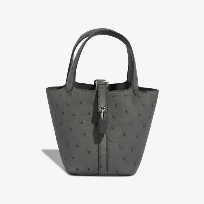 Premium Hermès Replica Picotin Micro Ostrich Vert Amande PHW - Direct Luxury Fashion