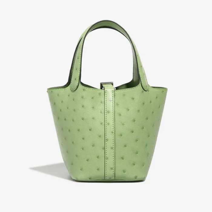 Premium Hermès Replica Picotin Micro Ostrich Vert Criquet PHW - Direct Luxury Fashion - Image 3