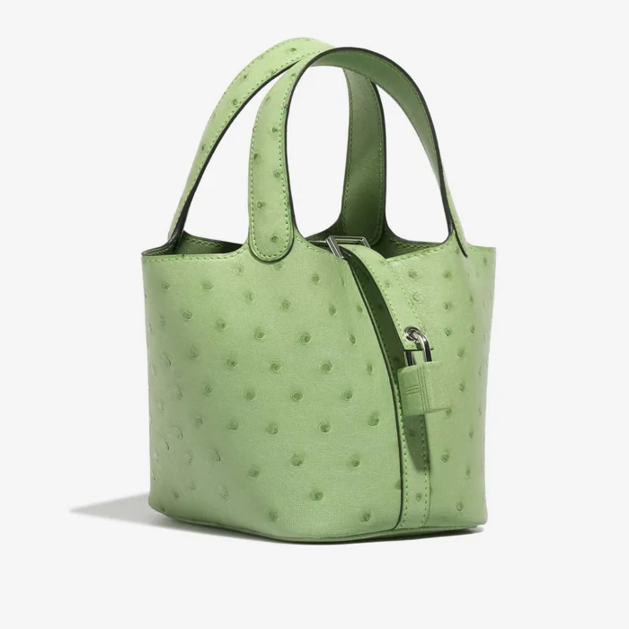 Premium Hermès Replica Picotin Micro Ostrich Vert Criquet PHW - Direct Luxury Fashion - Image 5