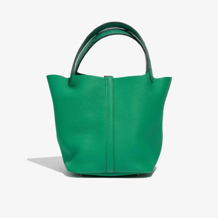 Premium Hermès Replica Picotin Touch 22 Clemence/Alligator Menthe/Vert Jade PHW - Direct Luxury Fashion - Image 2