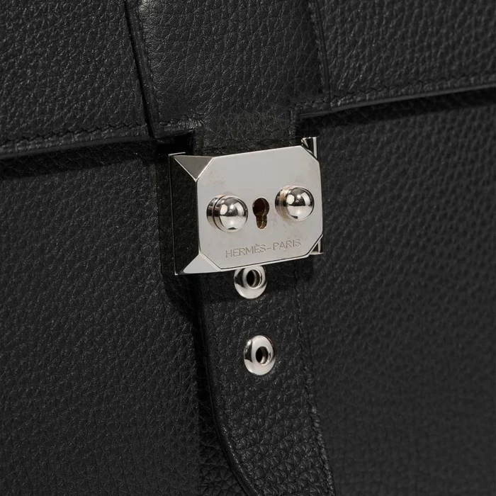 Premium Hermès Replica Sac a Depêches 2-38 Togo Black PHW - Direct Luxury Fashion - Image 8