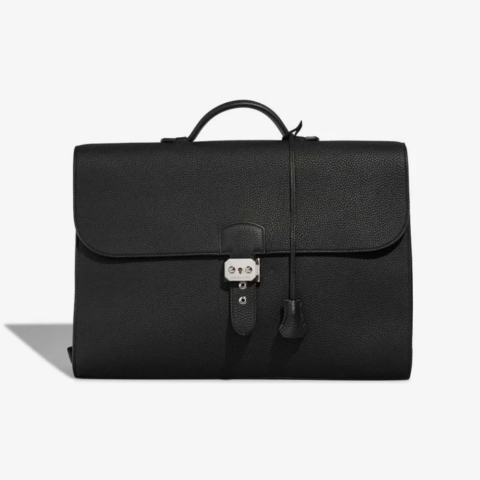 Premium Hermès Replica Sac a Depêches 2-38 Togo Black PHW - Direct Luxury Fashion